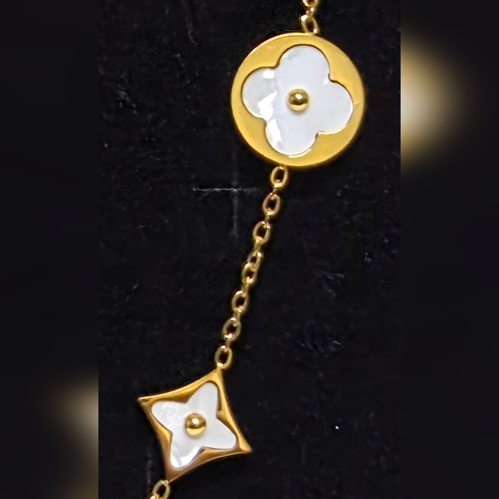 18k Yellow Gold Plated Titanium Steel Mother Of Pearl Bracelet **SALE*****?